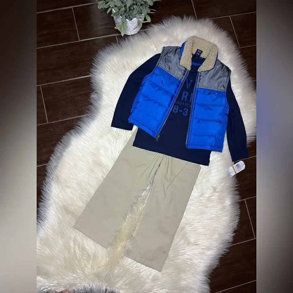 Nautica Royal Blue/Navy puffer vest 3pc set sz 3T